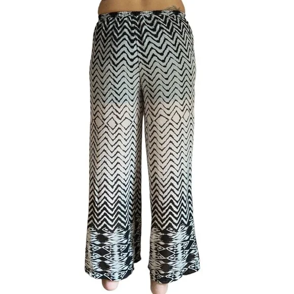 Sans Souci Anthropologie Wide Leg Sheer Pants With Shorts Size S Black White - Picture 4 of 10